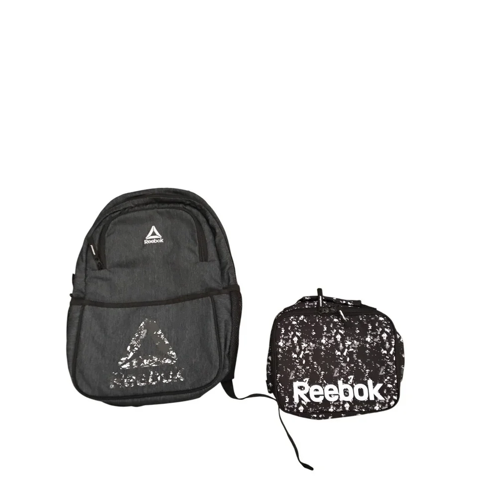 Reebok Backpack and Insulated Lunch Box Set‎ Gray Splatter Print Laptop Sleeve